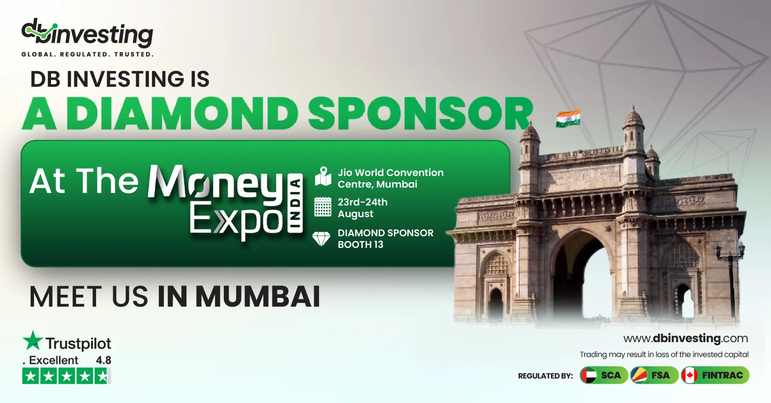 DB Investing participará da Money Expo India 2025 como patrocinador Diamante – Encontre-nos em Mumbai (estande nº 13)